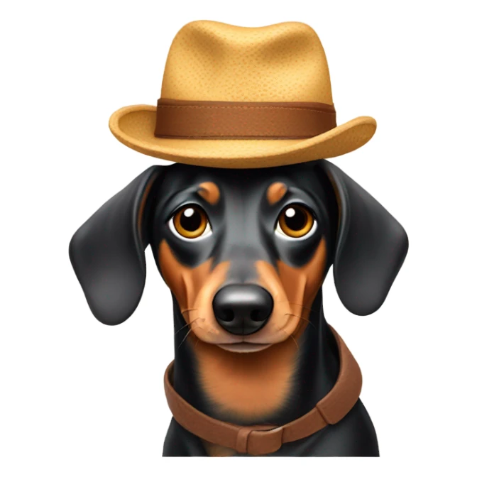 Weiner dog wearing a hat sticker