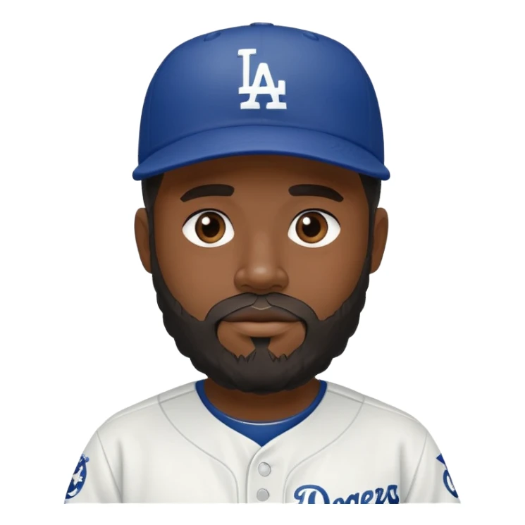 black person with beard in Dodgers baseball uniform sticker