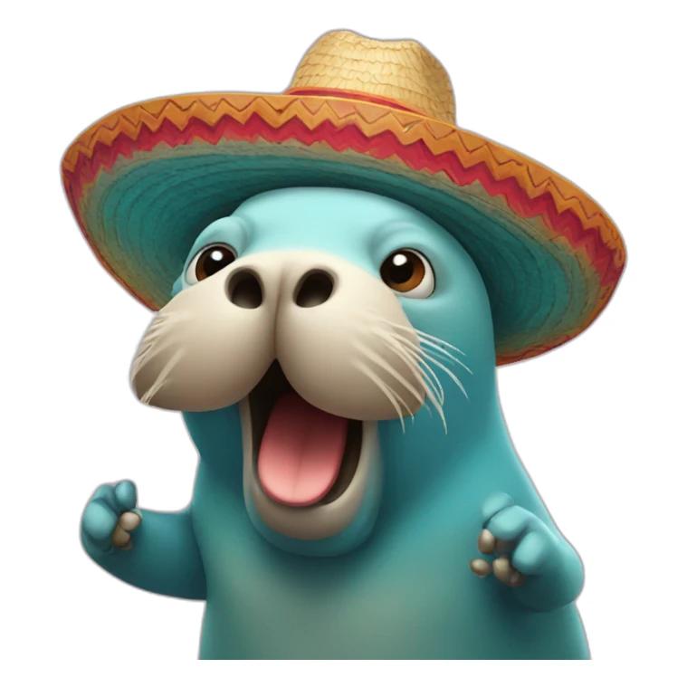 dancing walrus in mexican hat sticker
