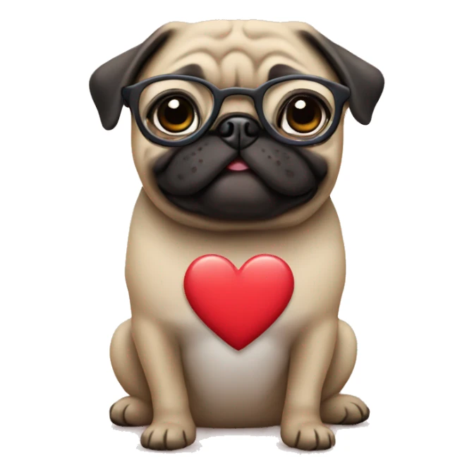 pug with heart eyeglasses sticker