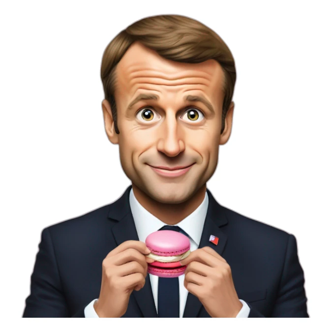 Emmanuel Macron qui mange un macaron sticker