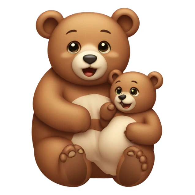 Cute bear with baby  sticker