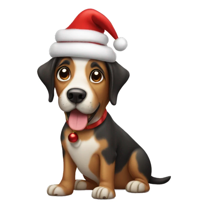 Dog with Christmas hat  sticker