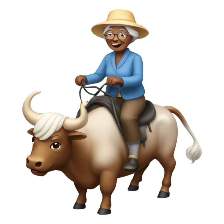grandma riding a bull sticker