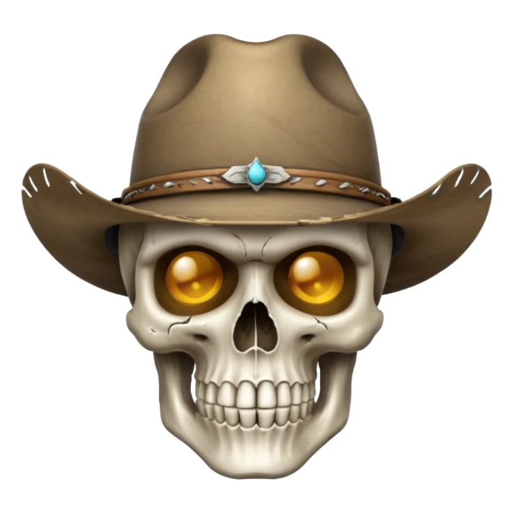 A skull face with cowboy hat sticker