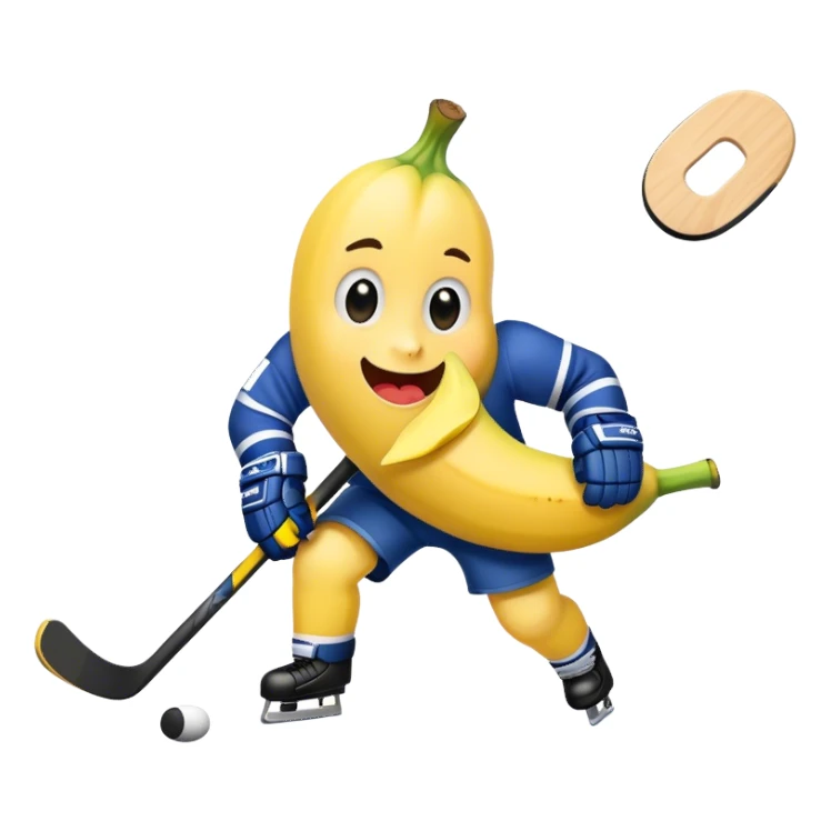 Banana playing hockey sticker