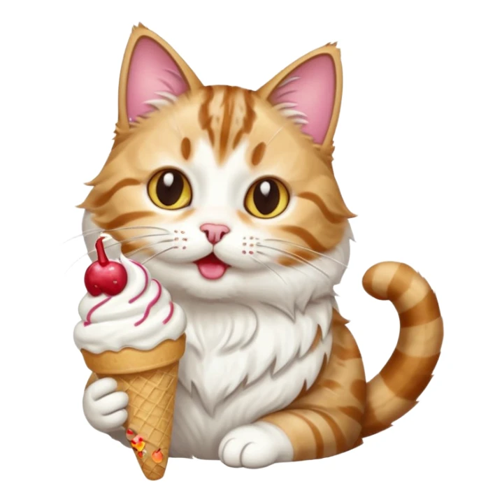 A cat eating a icecream sticker