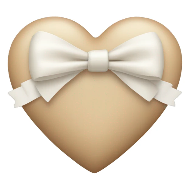 Beige heart with white bow sticker