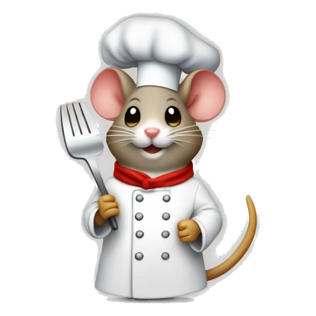 mouse with a chef’s hat apple style sticker