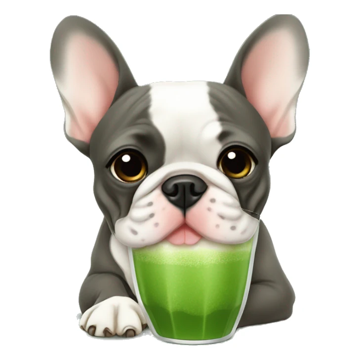 French Bulldog drinks matcha sticker