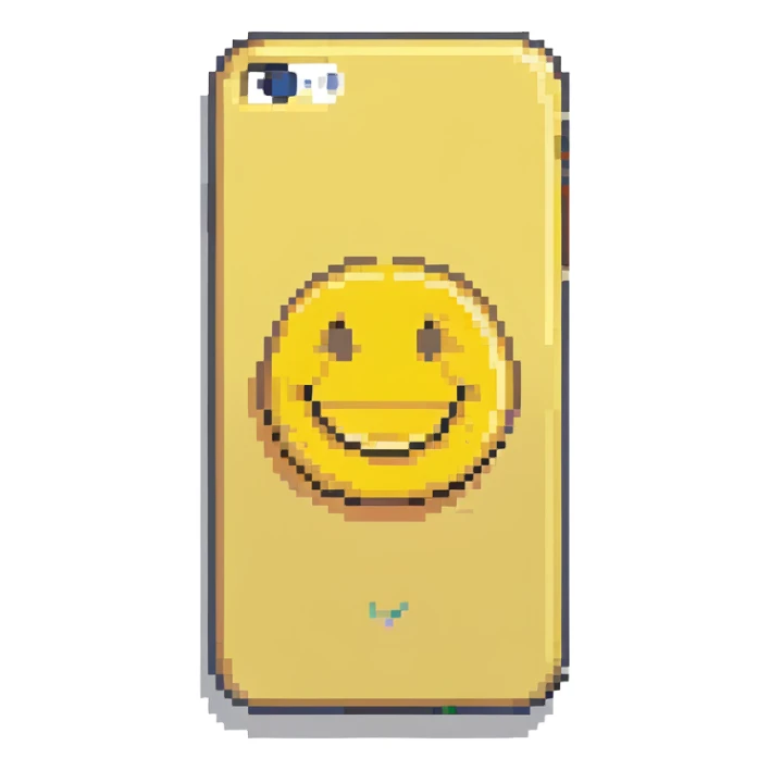 yellow iPhone with a smiley face sticker