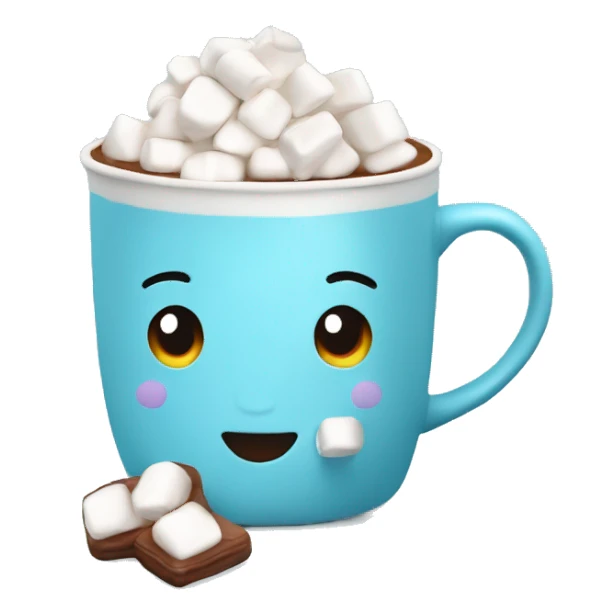 hot cocoa with marshmallows in light blue mug isolated sticker