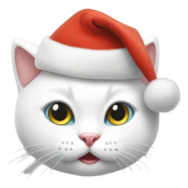 white cat with christmas hat playing  sticker
