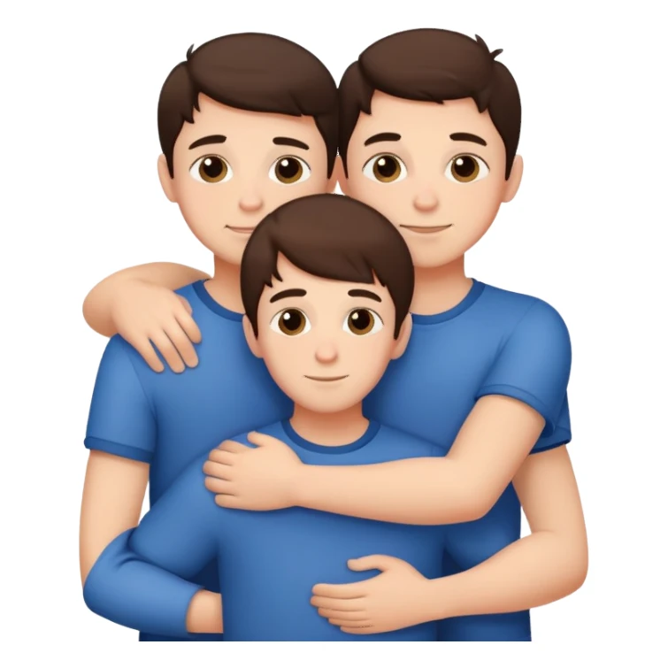 Three young brunette brothers hugging each other sticker