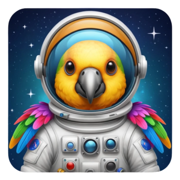 parrot with astronaut suit sticker