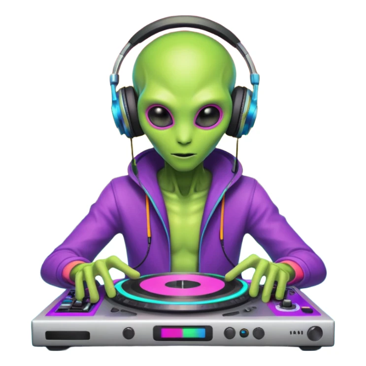 a alien behind the turntable sticker