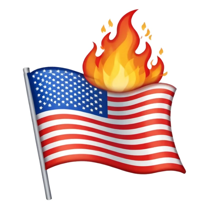 Burning american flag so much fire sticker
