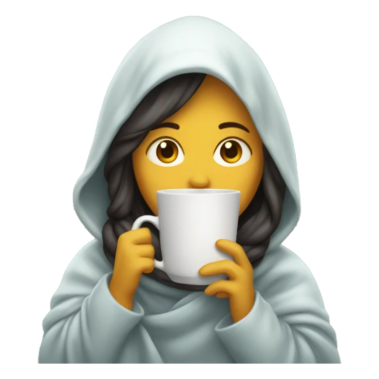 girl with a warm beverage and under the covers sticker