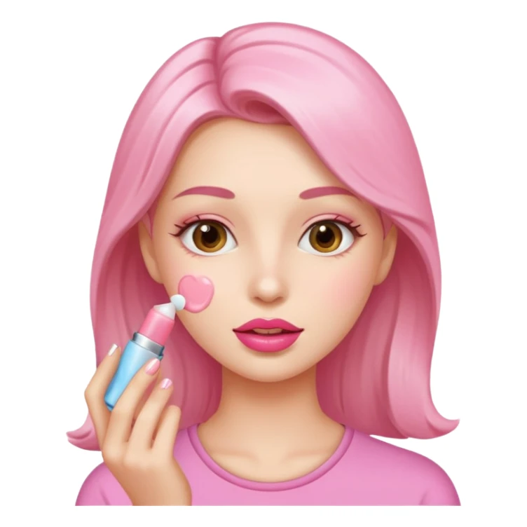 A gorgeous women applying lipbalm  sticker