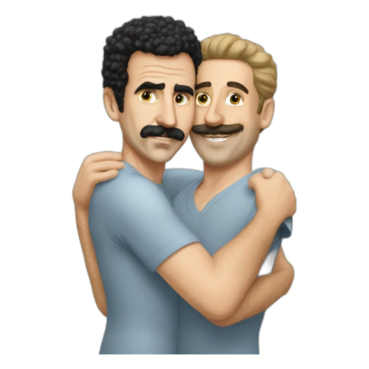 borat hugs caucasian man sticker