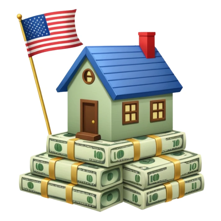 usa flag money house sticker