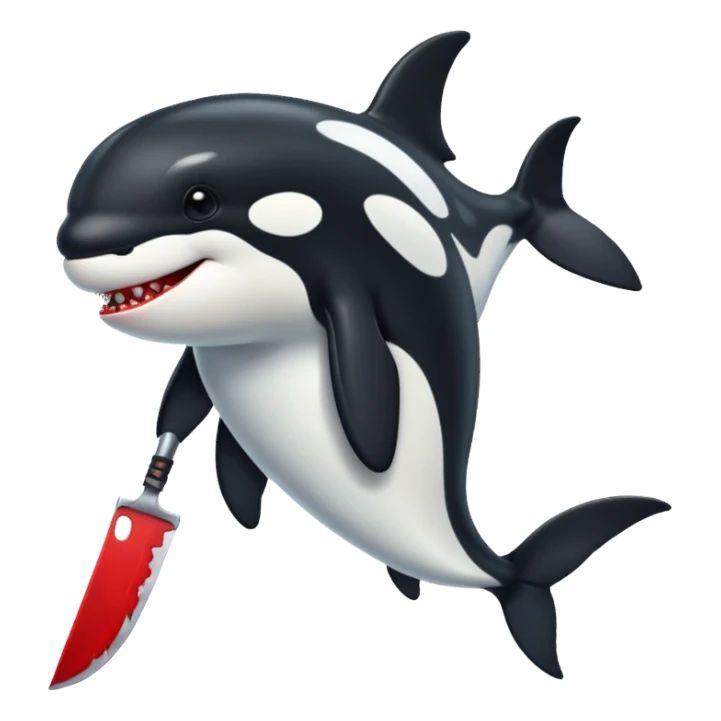 orca holding a bloody knife sticker