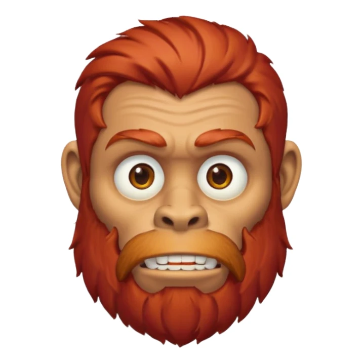 ancient ape, beard, red hair, sticker