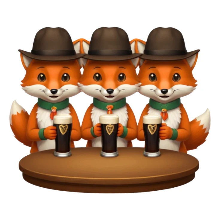 Three foxes sitting at a round table drinking Guinness sticker