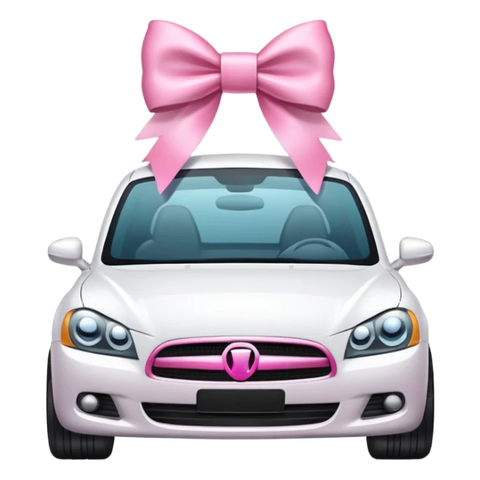 White car with pink bow sticker