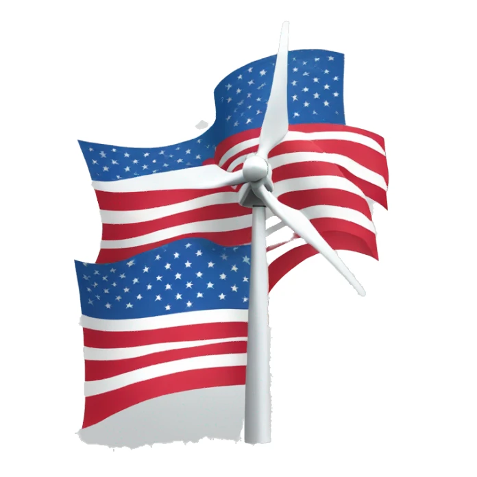 Wind turbine and usa flag sticker