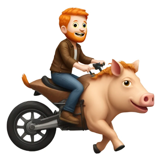 Ginger boy riding a hog with big face  sticker