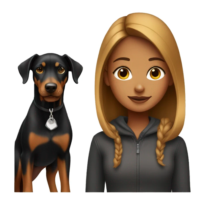 girl with doberman  sticker