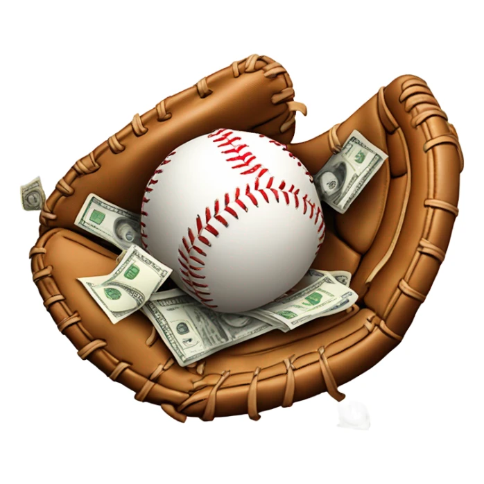 Catching money in baseball glove sticker