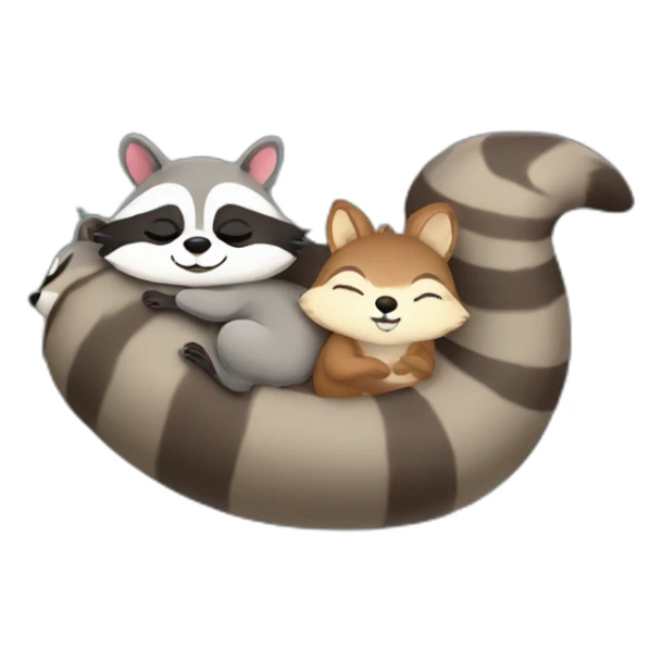 raccoon and a squirrel sleeping sticker