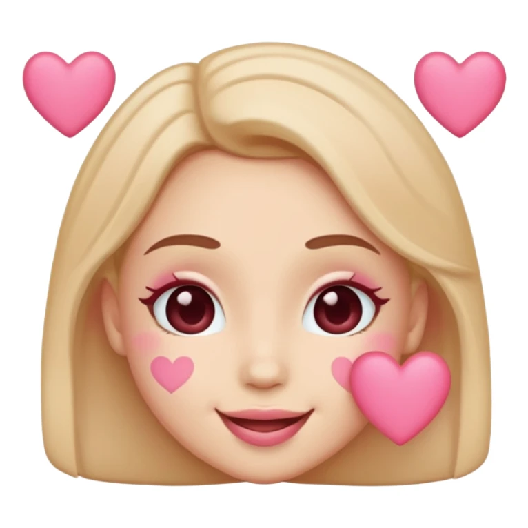 Kissy face with pink hearts sticker