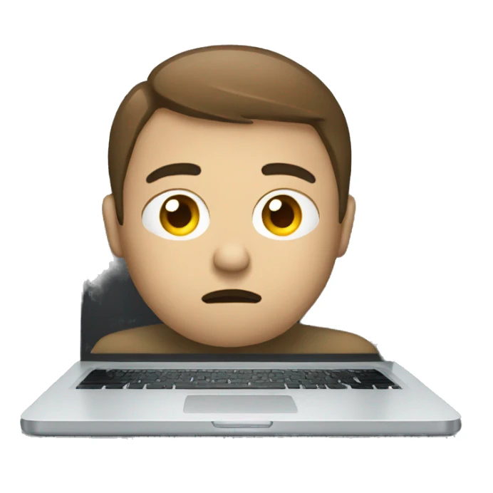 sad Men behind laptop sticker