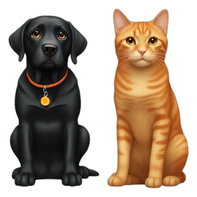 black labrador dog and orange cat sticker