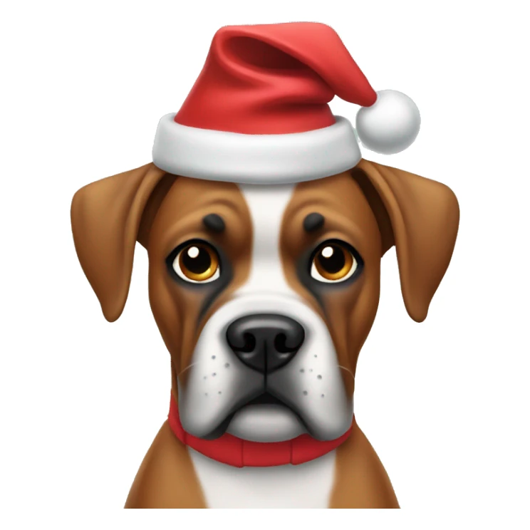 Boxer dog wearing Christmas hat sticker