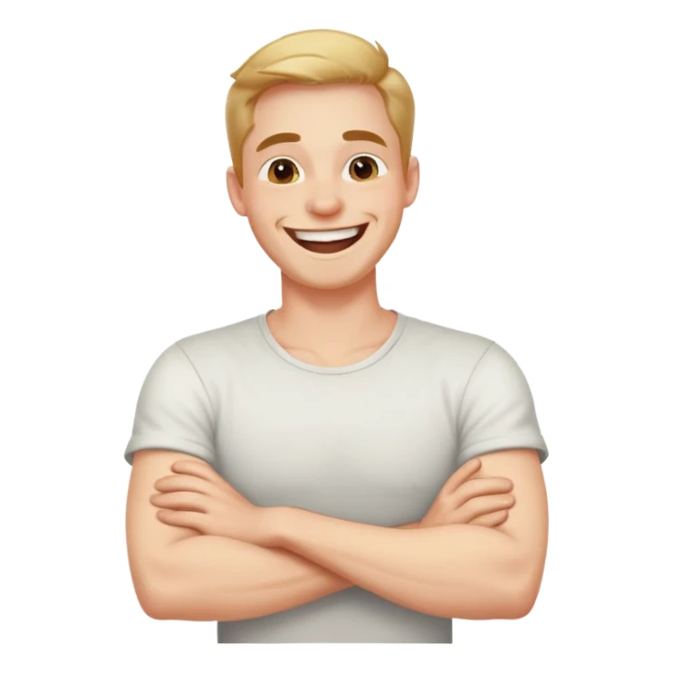 arms crossed neck laughing guy sticker