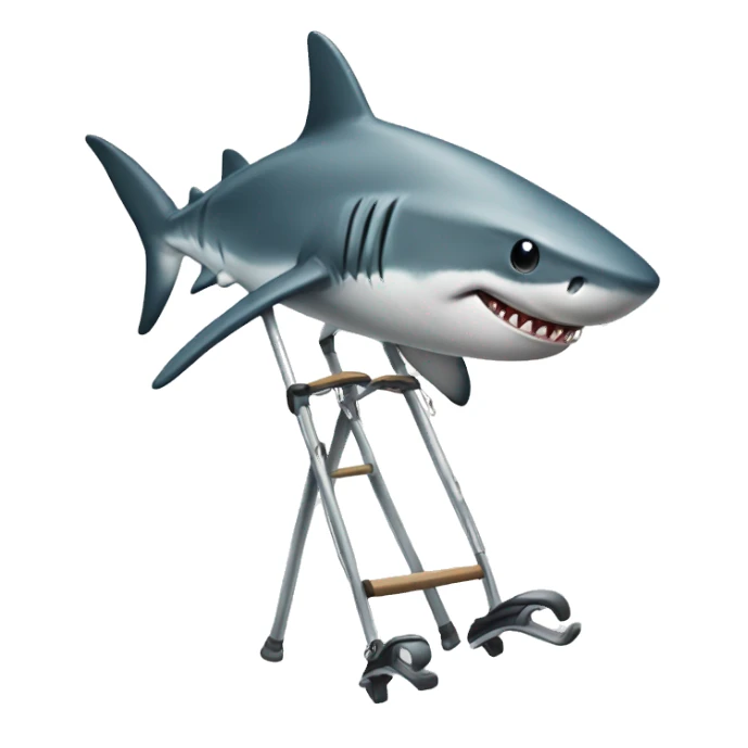 Shark on crutches  sticker