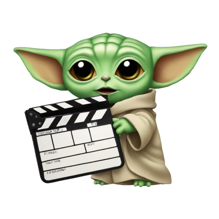 baby yoda holding a clapperboard sticker