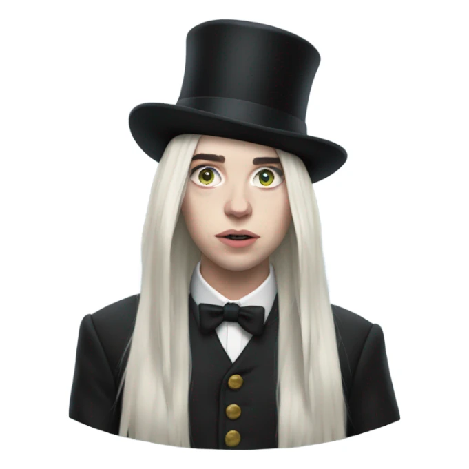 Billie Eilish wearing top hat￼ sticker
