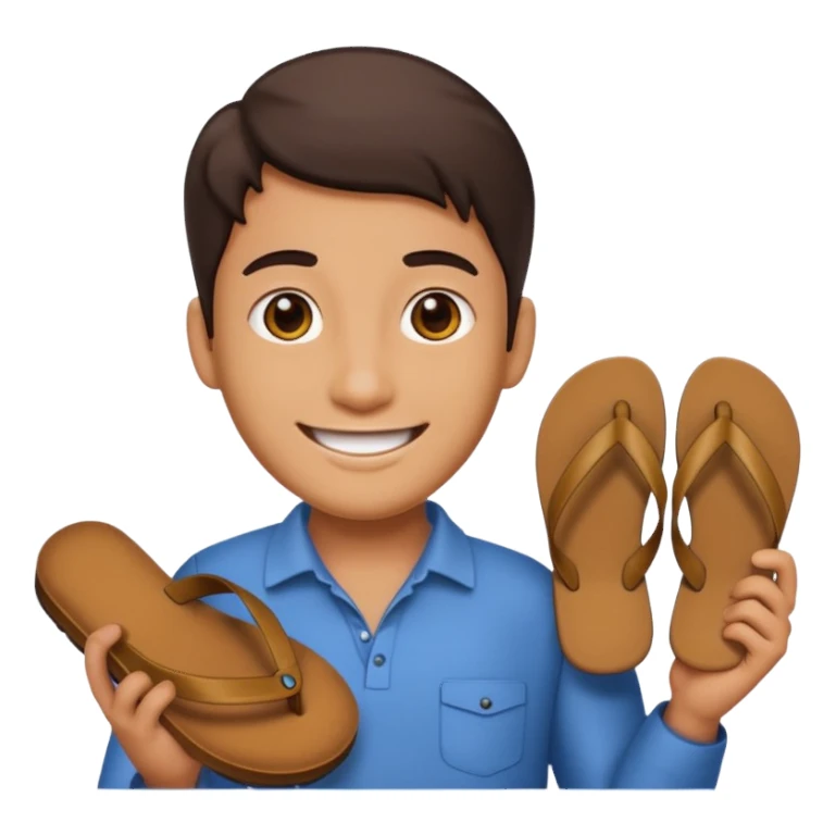 Smile, emoji, holding a chappal sticker