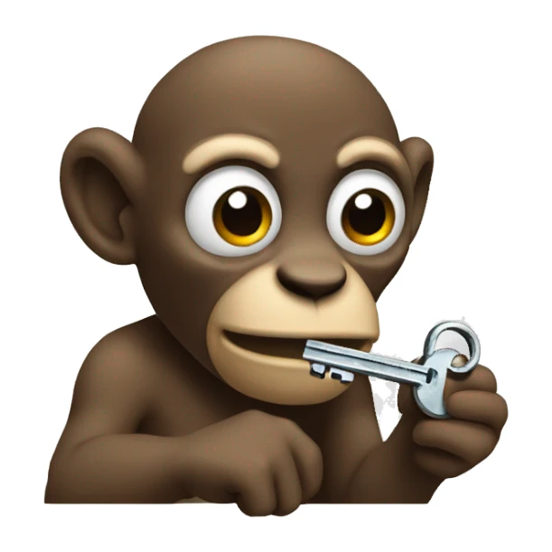 mokey with a key sticker