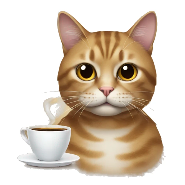 Cat with coffee and cigarete sticker