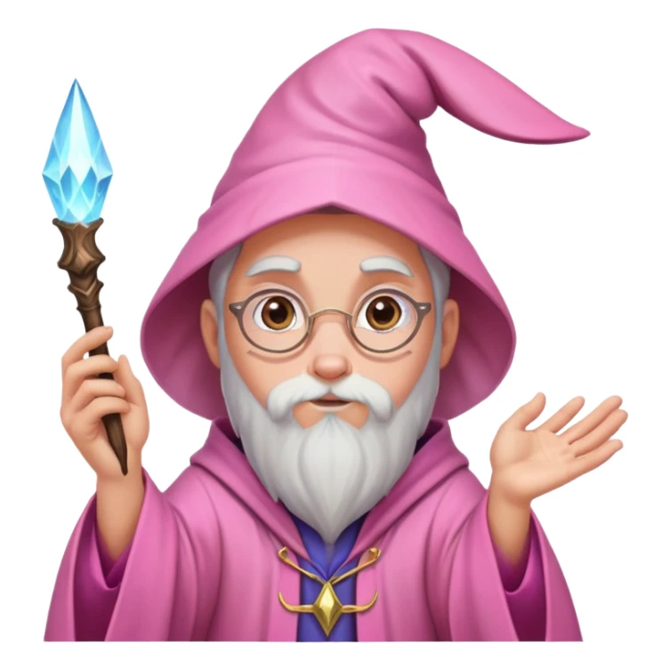 Wizard casting spells pink and bunny sticker