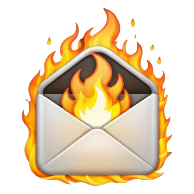 White Email with fire sticker