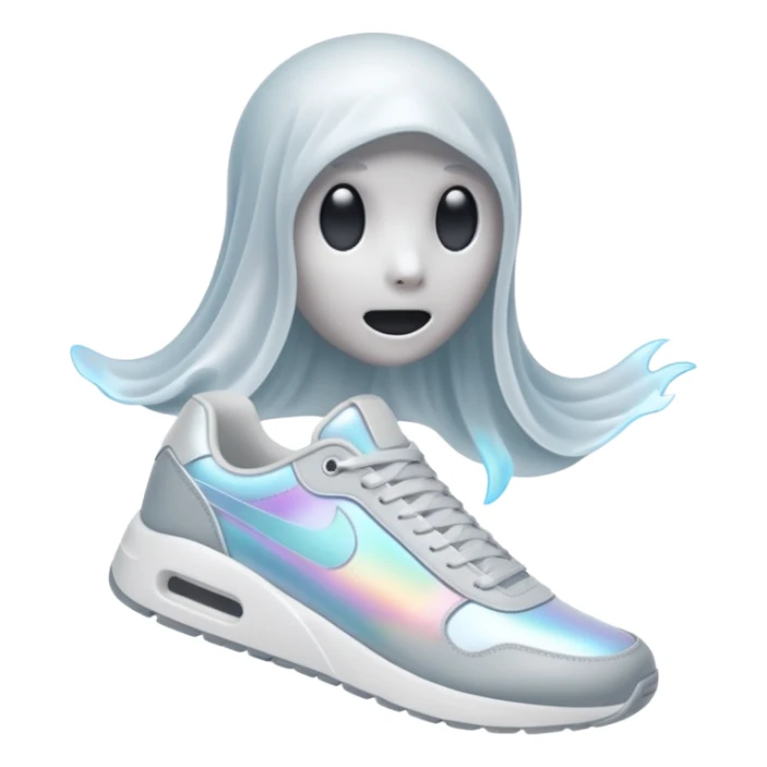 A holographic ghost wearing sneakers sticker