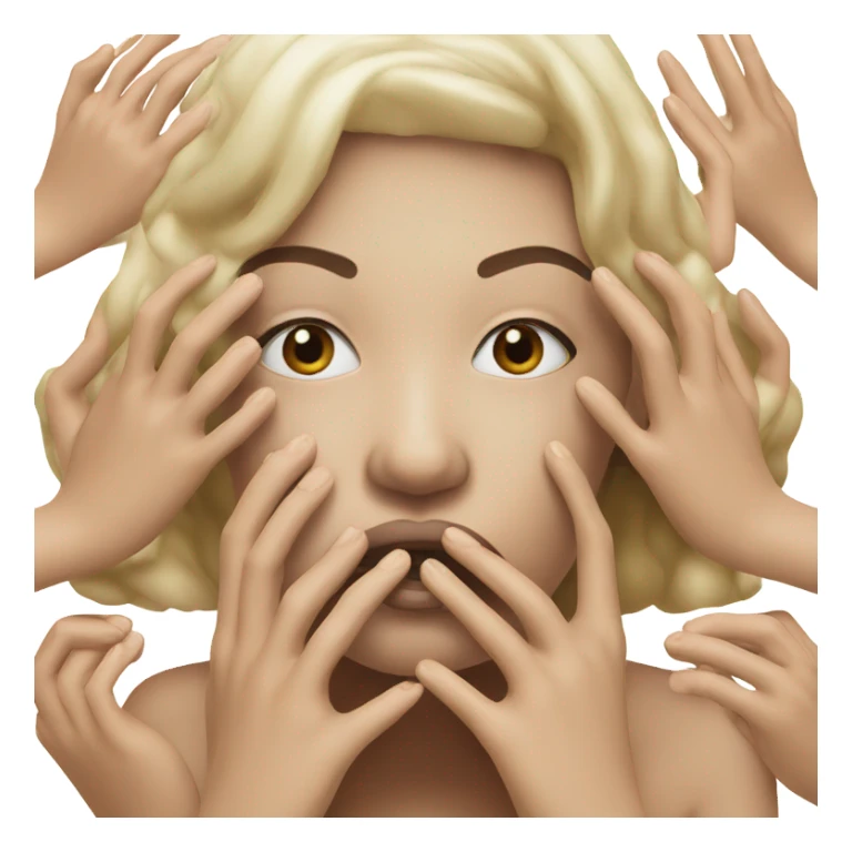 Hyper realistic model with hands covering mouth sticker