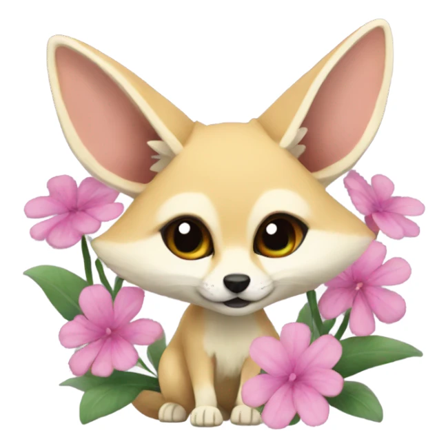 fennec in flowerd sticker